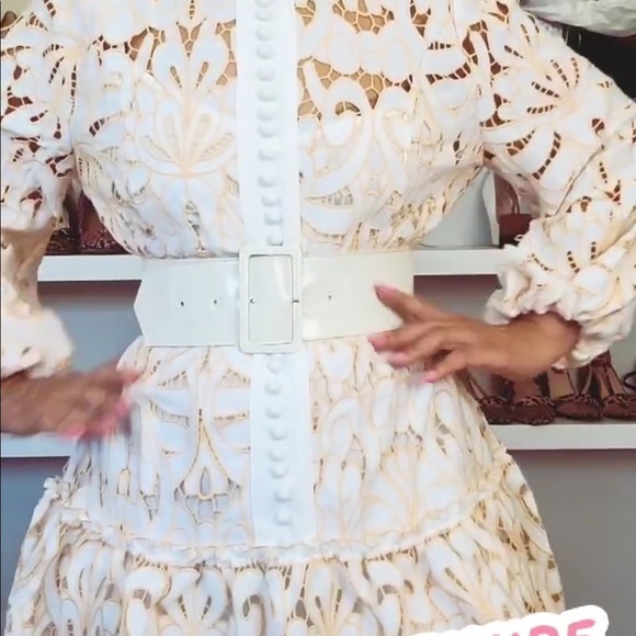 OffWhite Intricate Crochet Lace Pattern Mini Dress - Picture 10 of 11